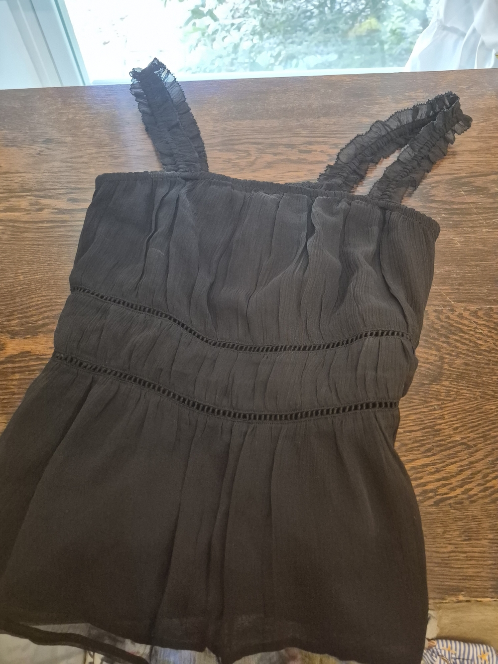 Old Navy Black Ruffled Strap Top